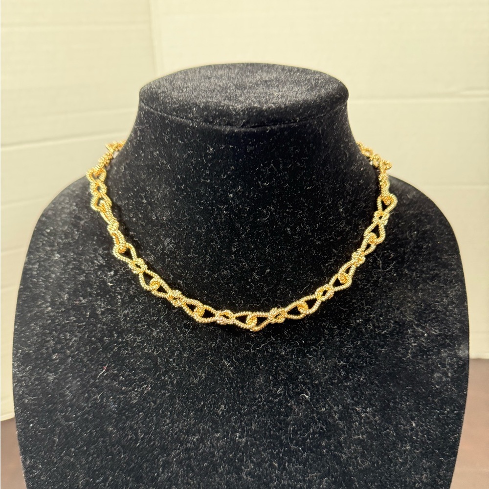 Ettika Gold‎ Necklace Bow Shaped Links Chain Adjustable Length ~16"-21"